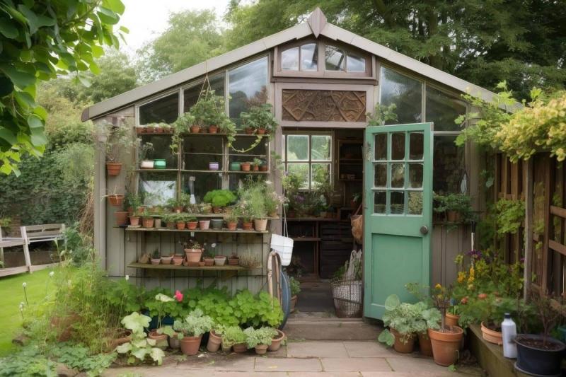 Abri de jardin avec rangements extérieurs