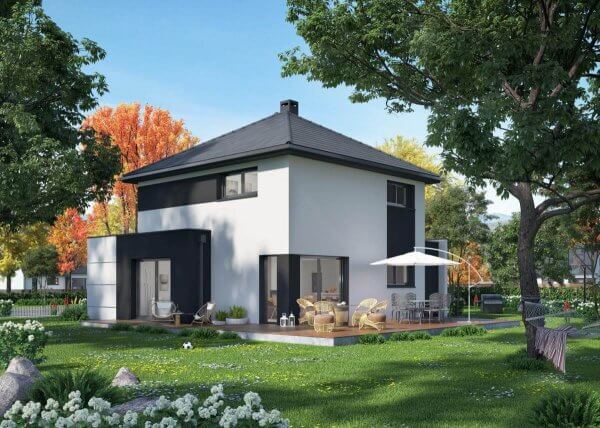 Maison contemporaine R+1 3 chambres - Façade arrière