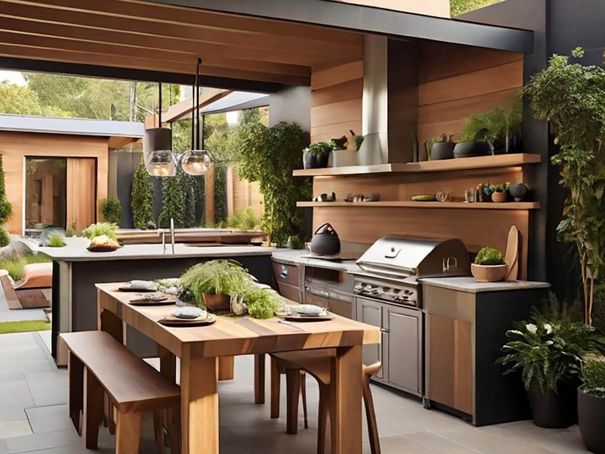 Cuisine jardin barbecue