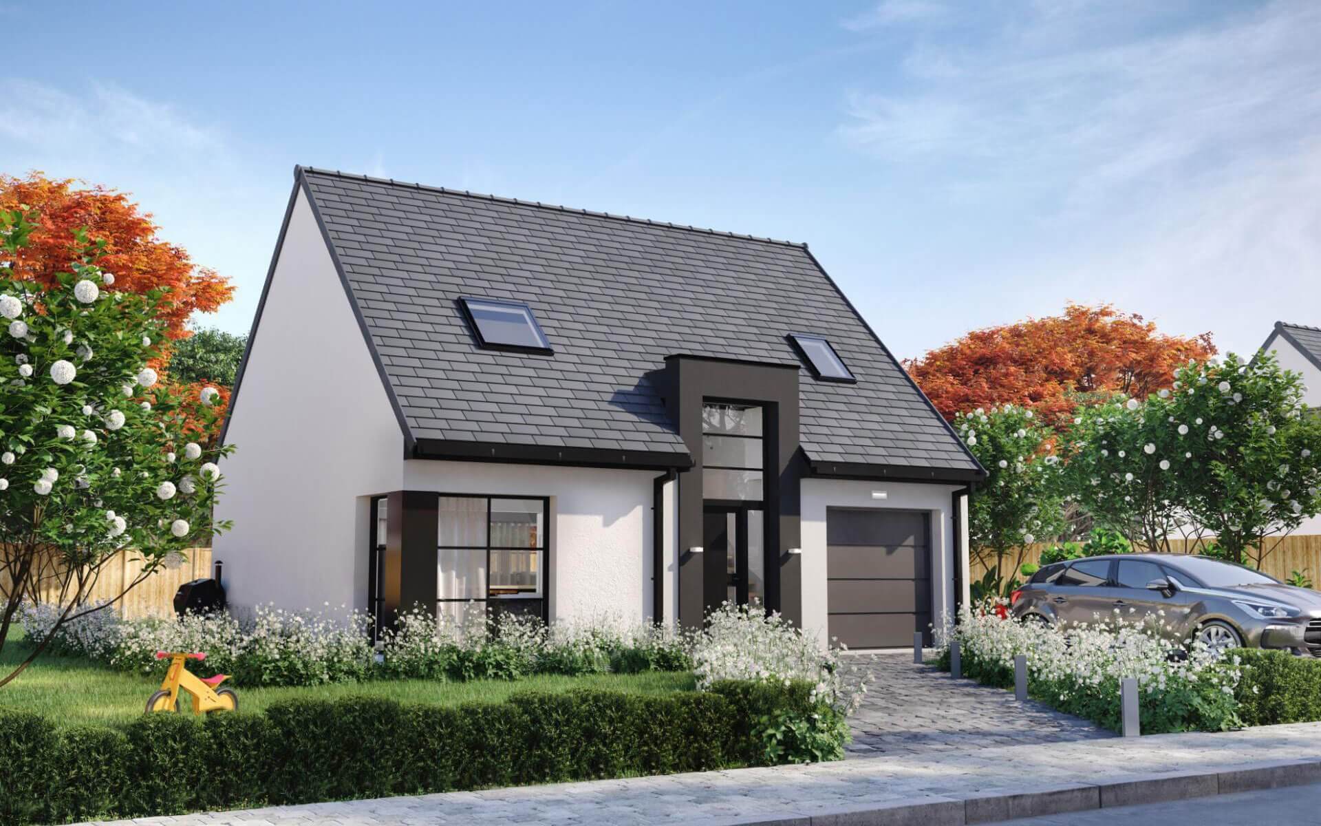 Maison contemporaine à étage façade avant