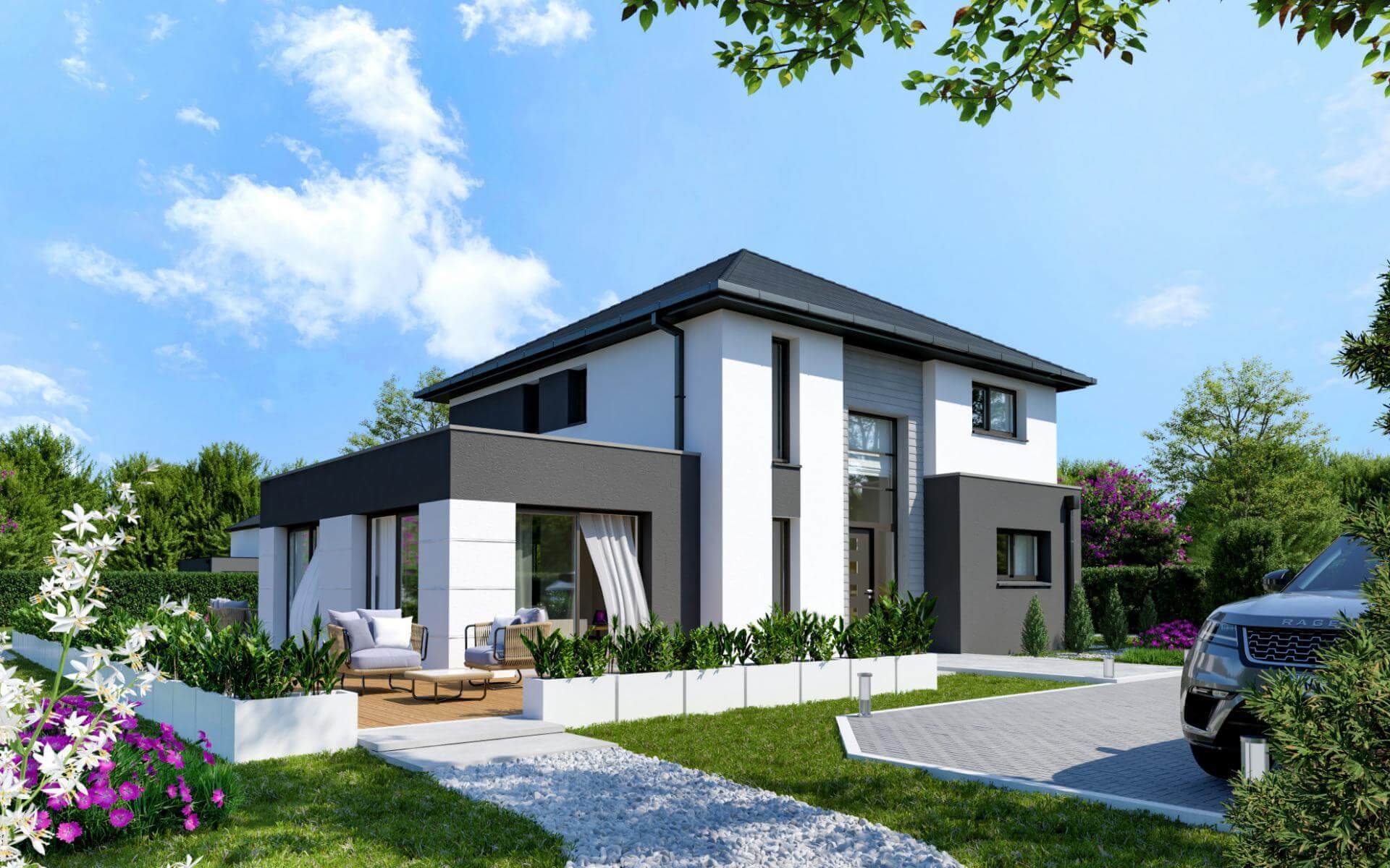 Maison R+1 contemporaine façade avant