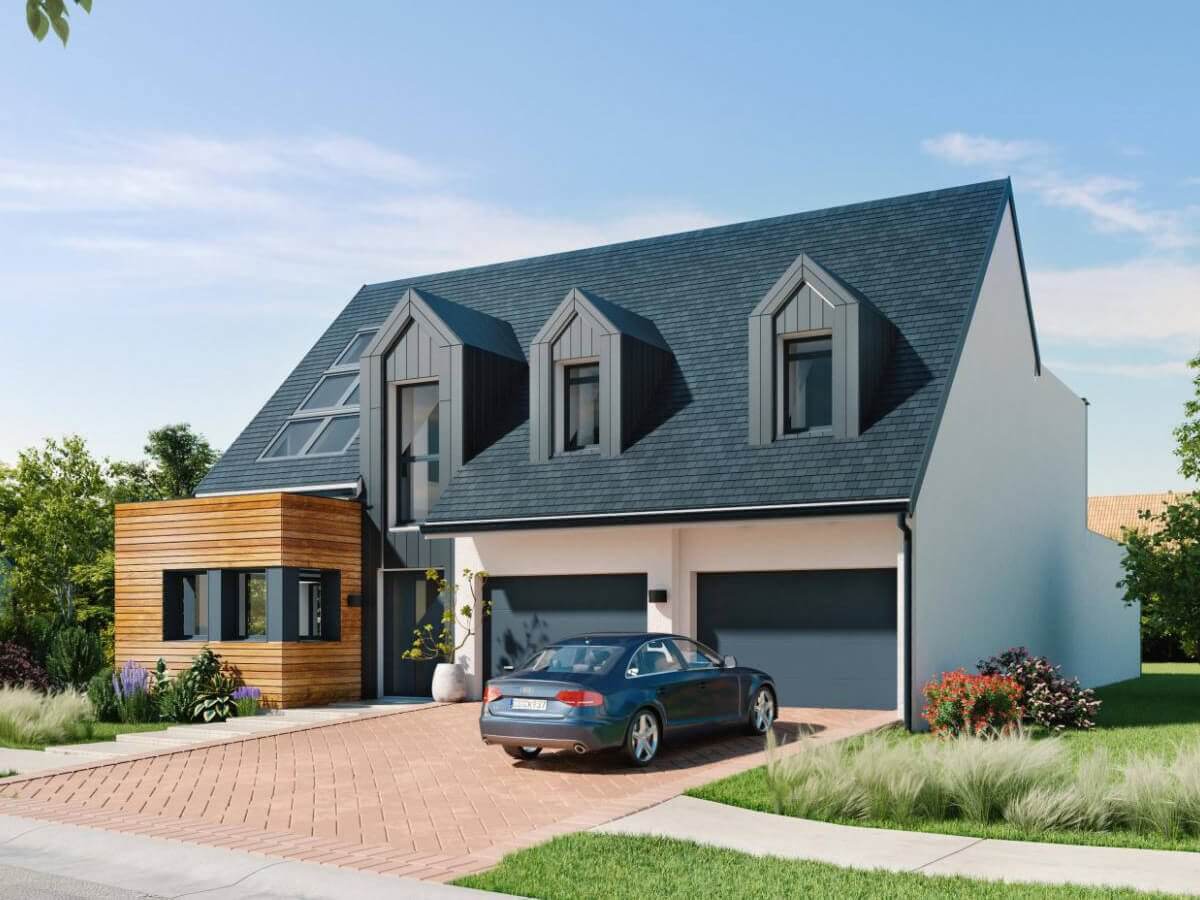 Maison contemporaine à étage 4 chambres 236m² façade avant