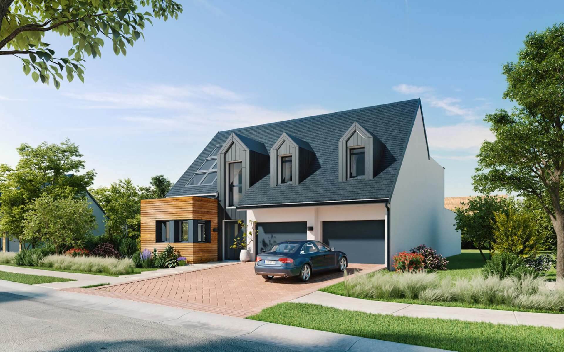 Maison contemporaine à étage écologique 4 chambres 236m²