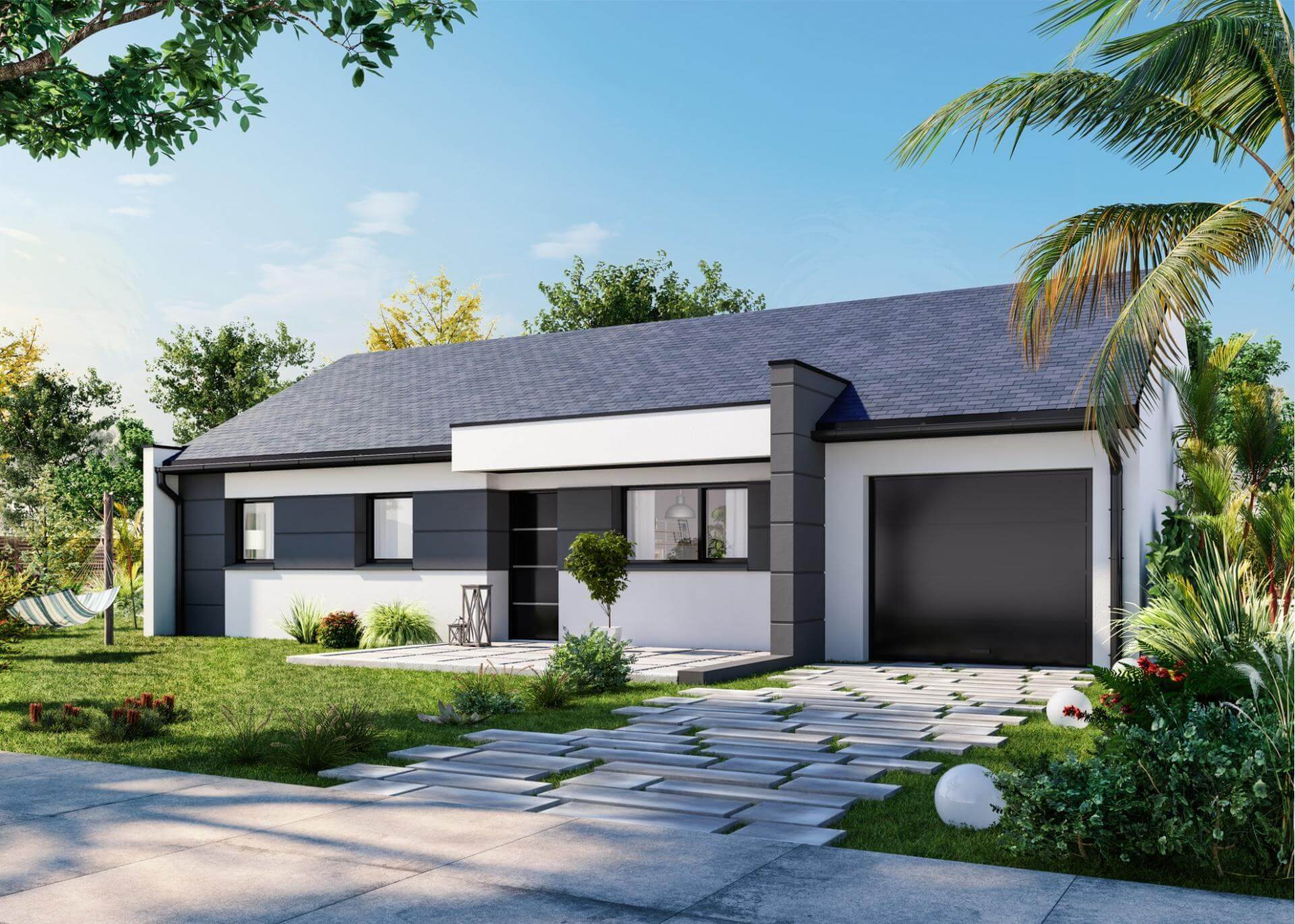 Maison contemporaine de plain-pied 132 façade