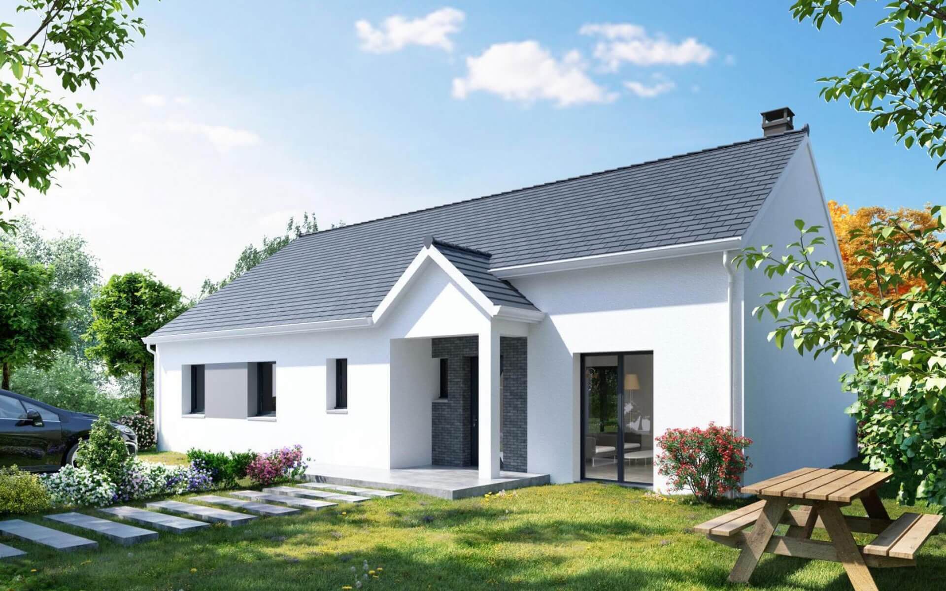 Maison contemporaine plain-pied 99m² 4 chambres