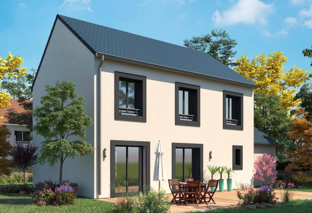 Maison contemporaine R+1 123m² 5 chambres façade arrière