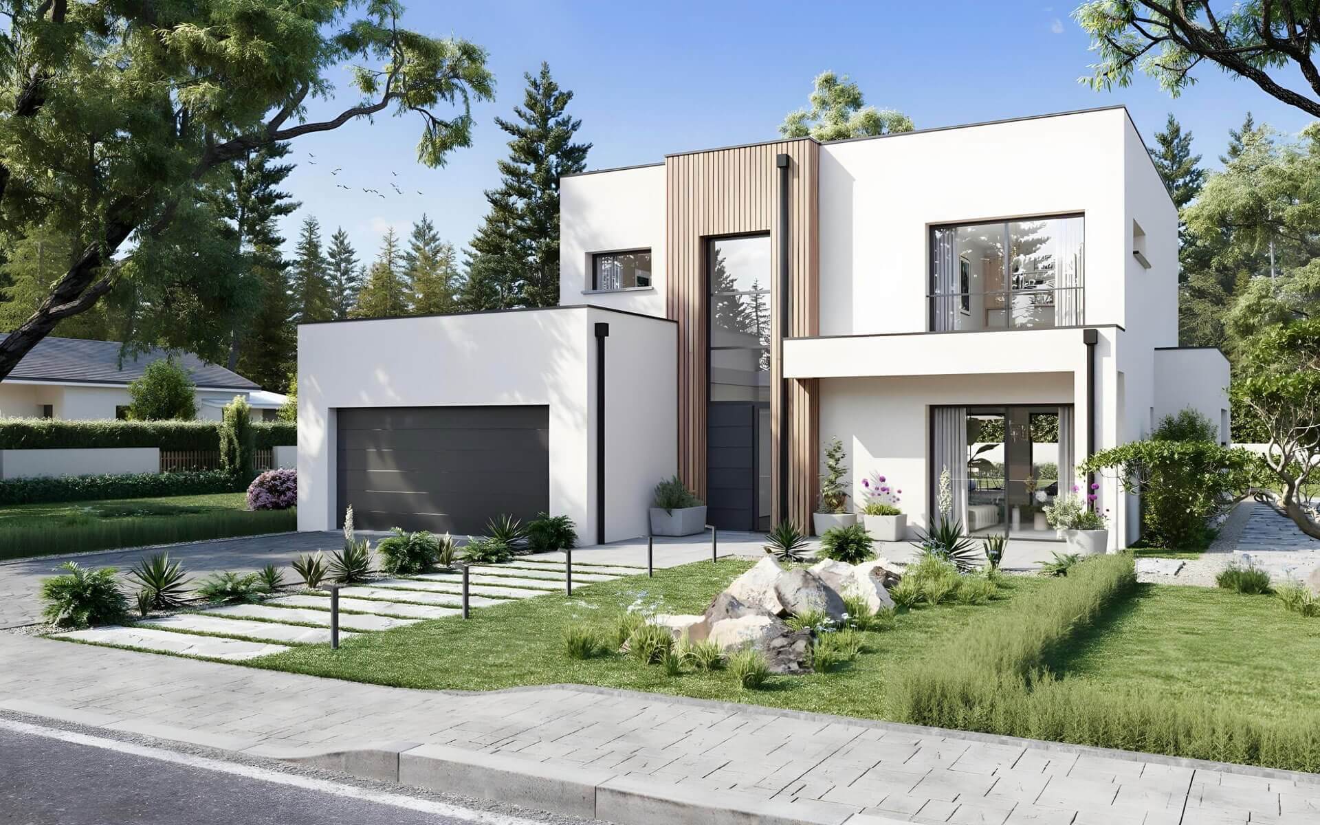 Maison sur-mesure R+1 cubique contemporaine
