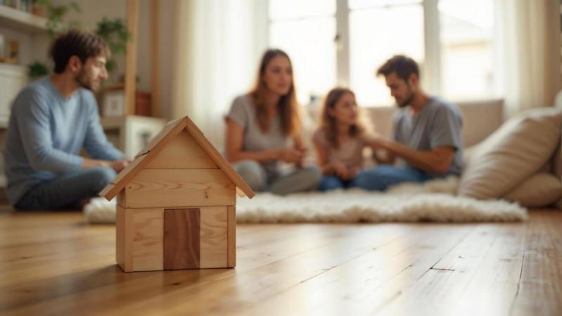 Famille sereine dans sa nouvelle maison