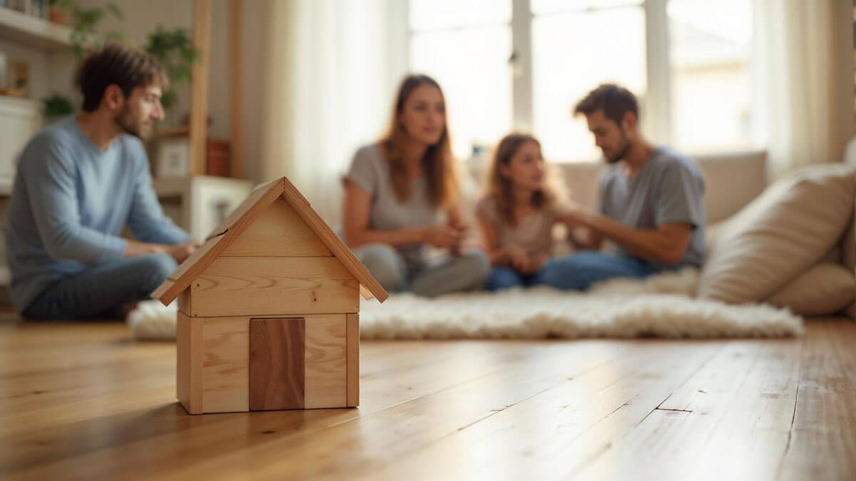 Famille sereine dans sa nouvelle maison