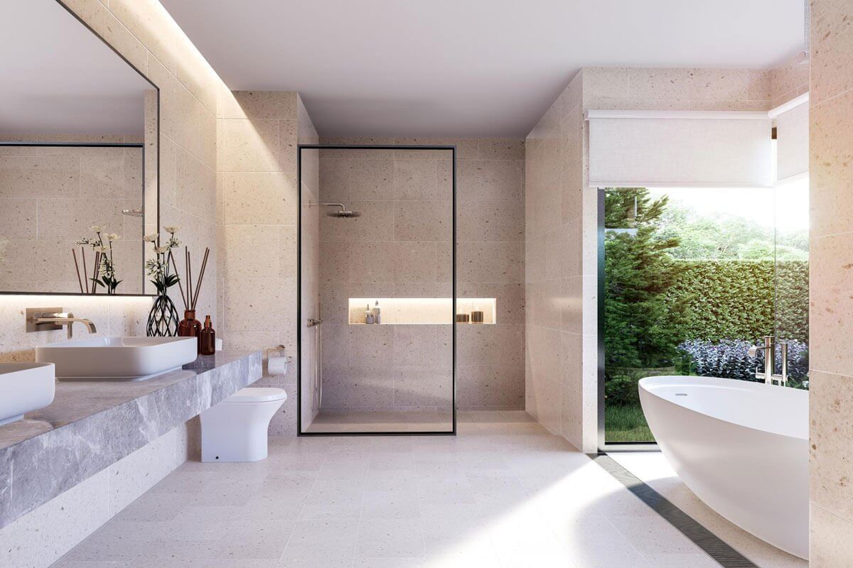 Douche italienne salle de bains moderne