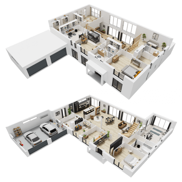Plan de maison 3D intérieur haut de gamme sur mesure à étage issue de la gamme Art Home